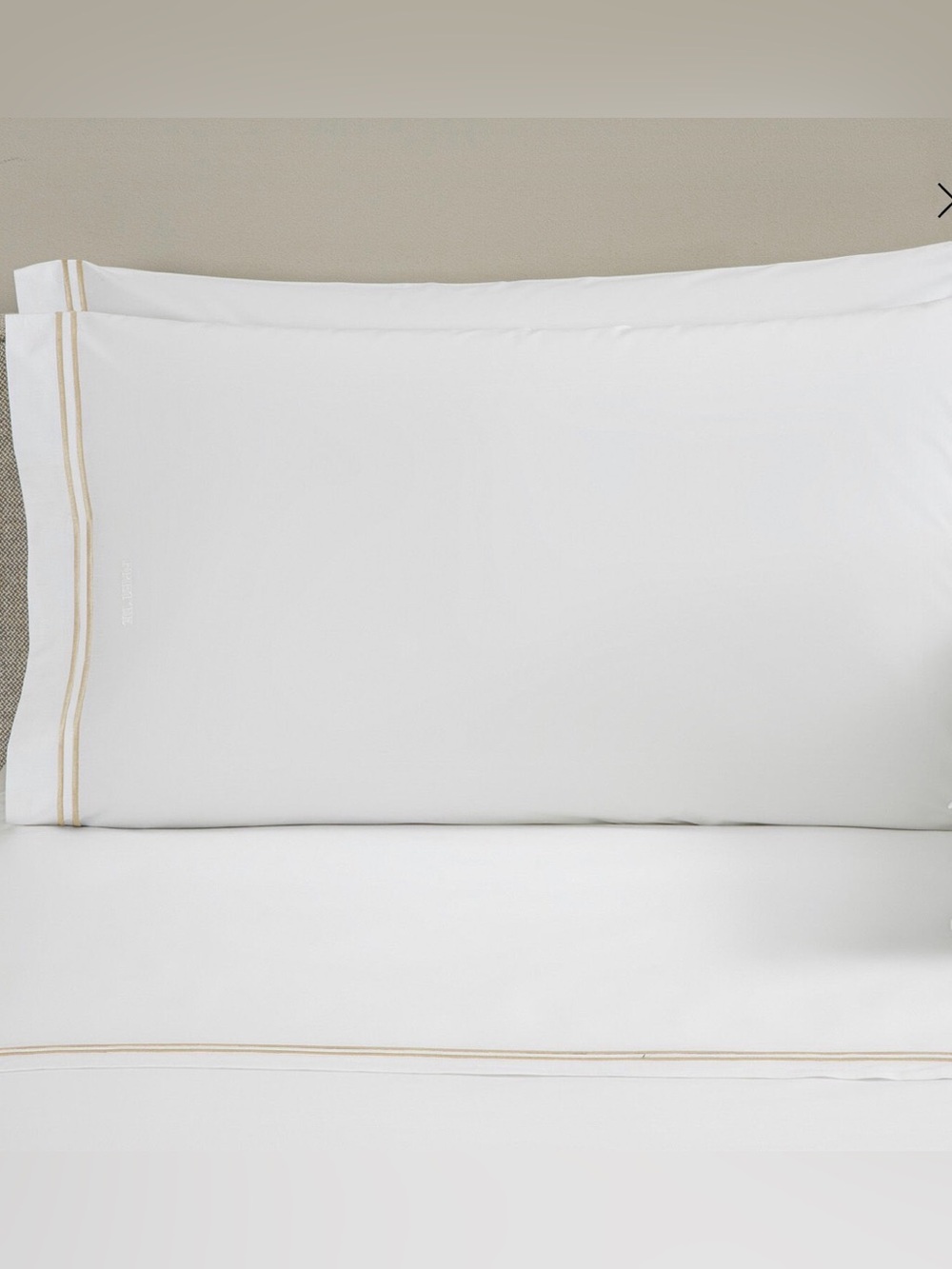 Frette classic stripe ivory White standard pillow case Subtle Embroidered single